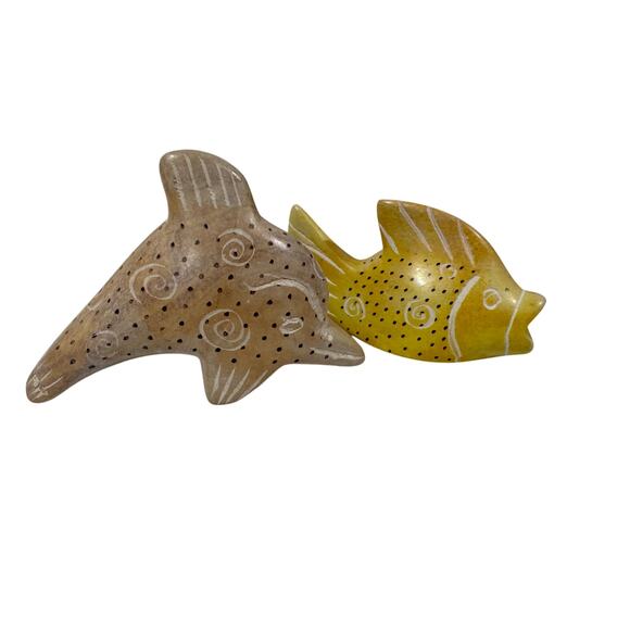 Soapstone Hand Carved Fish Dolphin - Picture 1 of 9